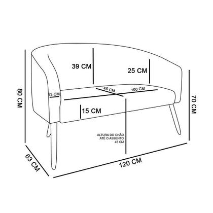 Imagem de Kit 1 Namoradeira E 2 Poltronas Nozes Com Grafite Madeira