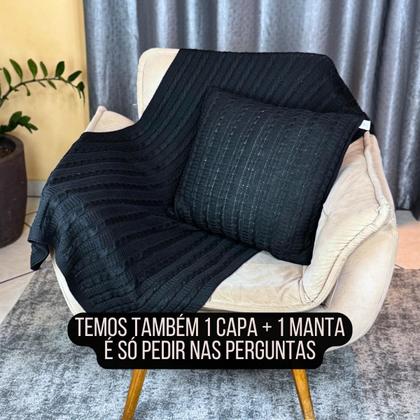 Imagem de Kit 1 Peseira Super Luxo Para Cama Queen, Poltrona e Sofá 230cm x 60cm com 2 Capas de Almofada em Tricot  Modelo Premium Costura Mágica.
