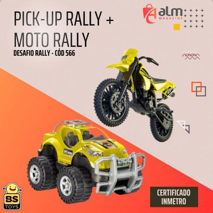 Imagem de Kit 1 Pick Up Carrinho  + 1 Moto Brinquedo Infantil Desafio Rally Extreme BS TOYS