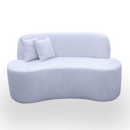 Imagem de Kit 1 Poltrona Com Sofá Curvo 2 Lugares Feijão mais Puff Retangular Bouclé Maranata