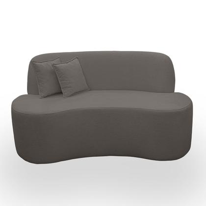 Imagem de Kit 1 Poltrona Com Sofá Curvo 2 Lugares Feijão mais Puff Retangular Bouclé Maranata