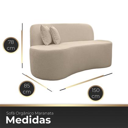 Imagem de Kit 1 Poltrona Com Sofá Curvo 2 Lugares Feijão mais Puff Retangular Bouclé Maranata