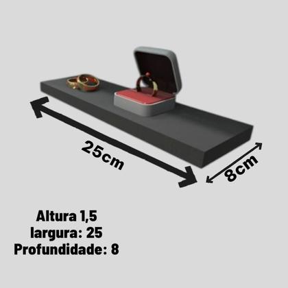 Imagem de Kit 1 Quadro Decorativo de Parede 2 Prateleiras Retas MDF 25x8cm  Organização Prática