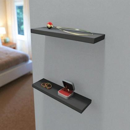 Imagem de Kit 1 Quadro Decorativo de Parede 2 Prateleiras Retas MDF 25x8cm  Organização Prática