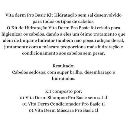 Imagem de Kit 1 Shampoo, 1 Condicionador e 1 Máscara Basic Vita Derm