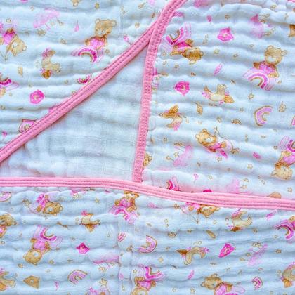 Imagem de kit 1 Toalha Banho Soft Capuz de Fralda 100% algodão grossa + 3 Pano Boca Babete Bebe Enxoval