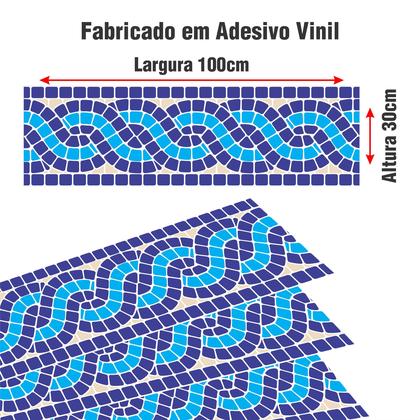 Imagem de Kit 10 Adesivos Piscina Borda Ladrilho Mosaico Entrelaçado Azul 100x30cm