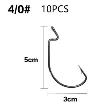 Imagem de Kit 10 Anzol Offset De Pesca P/ Camarao Soft Bait Shad Grub