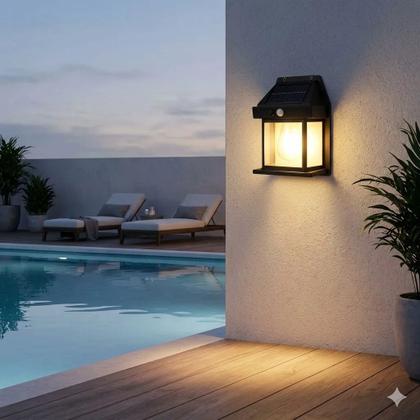Imagem de Kit 10 Arandela Luminária Solar Led Vintage Parede Casa