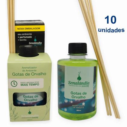 Imagem de Kit 10 Aromatizador Ambiente de Gotas de Orvalho 280ml Difusor Vareta Senalândia - Envio Já