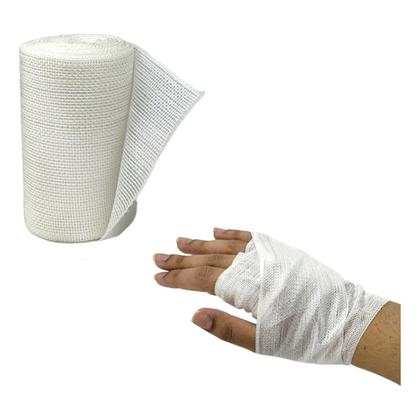 Imagem de Kit 10 Atadura Rayon Hospitalar Curativo Para Ferida Queimaduras Escaras Ferimentos - 7,5cm x 5m