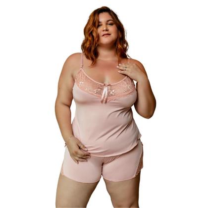 Imagem de Kit 10 Baby Doll Plus Size Bella Fiore Liganete Com Renda Feminino