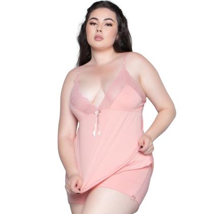 Imagem de Kit 10 Baby Doll Plus Size Vekyo Liganete e Renda Com Decote Sensual