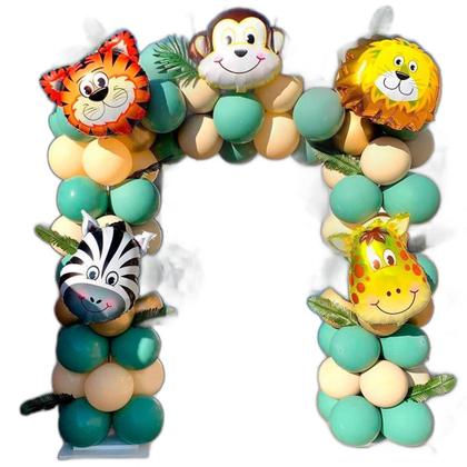 Imagem de Kit 10 Balão Safari Animais Metalizado 40Cm Decoração Festa