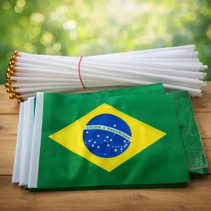 Imagem de Kit 10 Bandeirinhas Do Brasil De Mão Com Haste Copa Do Mundo
