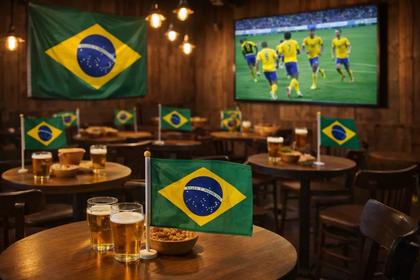 Imagem de Kit 10 Bandeirinhas Do Brasil De Mão Com Haste Copa Do Mundo