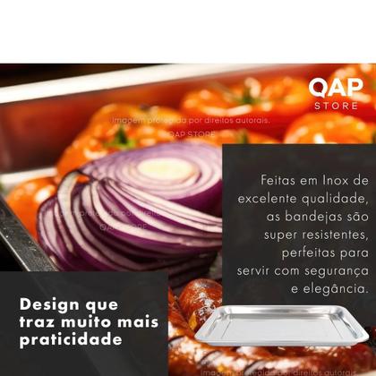 Imagem de Kit 10 Bandeja Aço Inox Retangular 40x30 Rasa Restaurante