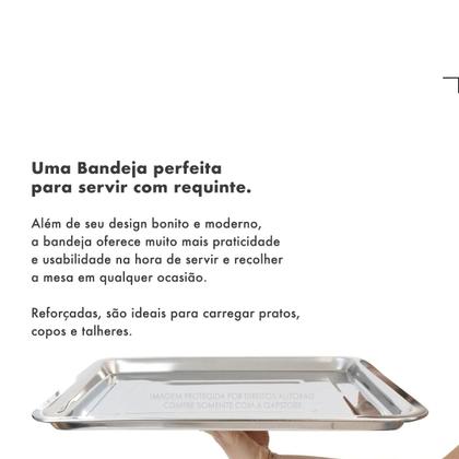 Imagem de Kit 10 Bandeja Aço Inox Retangular 40x30 Rasa Restaurante