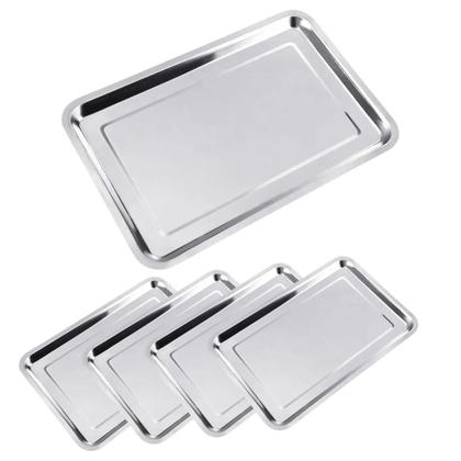Imagem de Kit 10 Bandeja Inox Rasa Retangular 50X40 Multi Uso Grande