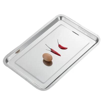 Imagem de Kit 10 Bandeja Inox Rasa Retangular 50X40 Multi Uso Grande