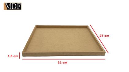 Imagem de Kit 10 Bandeja Retangular Lisa Simples 32x27x1,5 Mdf 6mm Madeira