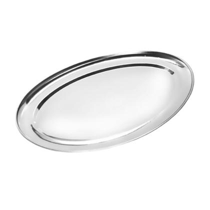 Imagem de Kit 10 Bandeja Travessa Oval Rasa Inox Servir Porções 30cm