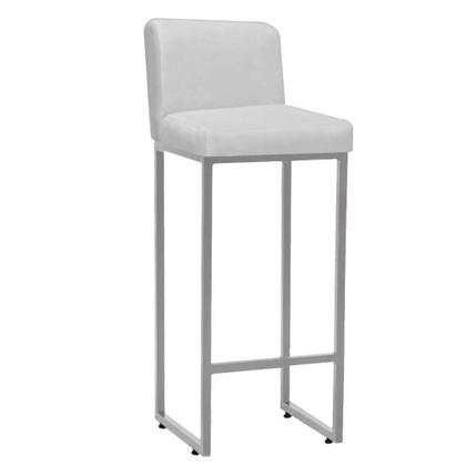 Imagem de Kit 10 Banqueta Alta Com Encosto Lucca -60cm chão até o assento Industrial Ferro Cinza material sintético Branco - Ahz Móveis