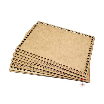 Imagem de Kit 10 Base Retangular 15x20 cm MDF Cru para Cesto Crochê Fio de Malha