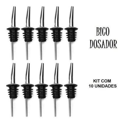 Imagem de Kit 10 Bicos Dosador Inox Biqueira Bar Bartender Bebidas