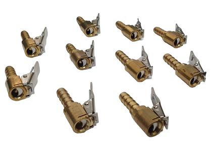 Imagem de Kit 10 Bicos Inflador Encher Pneus Com Presilha Trava 1 4