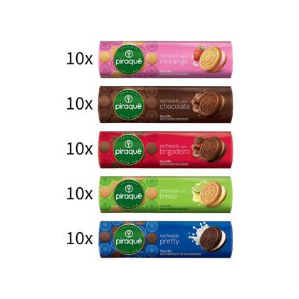 Imagem de Kit 10 Biscoito Recheado Piraquê 160g - sabores diversos
