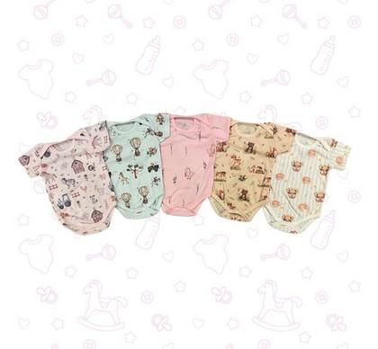 Imagem de Kit 10 Bodies M/curta Bebê Menina Caneladinho Est. Alyaht -