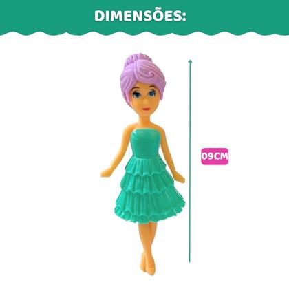 Imagem de Kit 10 Bonecas Mini Menina Polly Troca Roupa+ 40 Acessórios Brinquedo