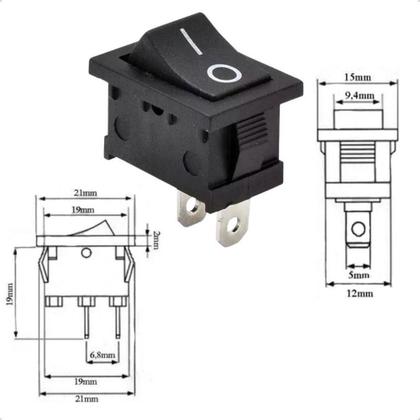 Imagem de Kit 10 Botao On Off Chave Liga Desliga Interruptor Gangorra Chave Universal 10A Tic Tac 12V A 220V Eletrico Automotivo