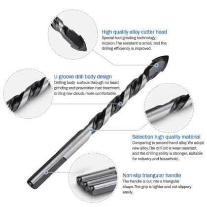 Imagem de Kit 10 Broca De Torção Triangular Multifuncional 6mm Fura Tudo