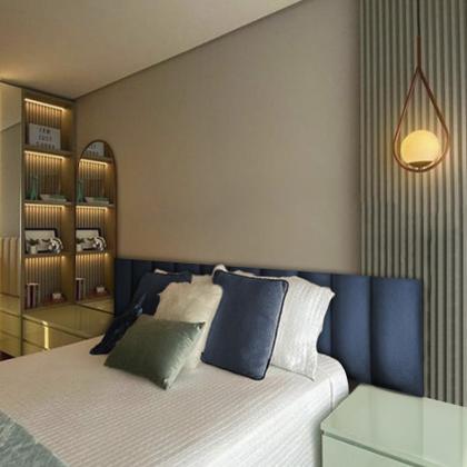 Imagem de Kit 10 Cabeceiras Adesivas de Cama Box Casal King Estofada Modulada 2,00mX45cm