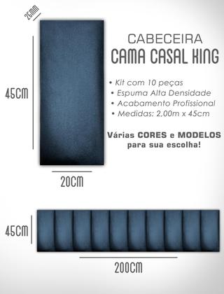Imagem de Kit 10 Cabeceiras Adesivas de Cama Box Casal King Estofada Modulada 2,00mX45cm