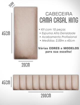 Imagem de Kit 10 Cabeceiras Adesivas de Cama Box Casal King Estofada Modulada 2,00mX45cm