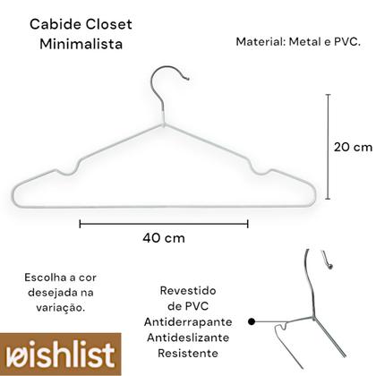 Imagem de Kit 10 Cabide Roupa Metal Emborrachado Antideslizante Closet