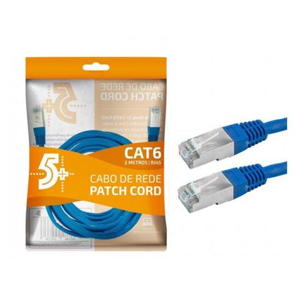Imagem de Kit 10 Cabo De Rede Patch Cord Cat6 Ftp 2 Metros Azul Blinda
