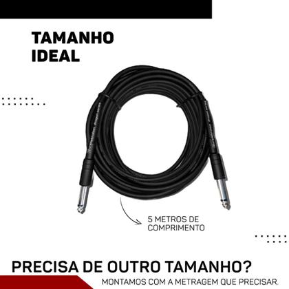 Imagem de Kit 10 Cabo P10 P10 Mono P/ Violão Guitarra Baixo 5m Metros - Eletrolon