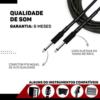 Imagem de Kit 10 Cabo P10 P10 Mono P/ Violão Guitarra Baixo 5m Metros - Eletrolon