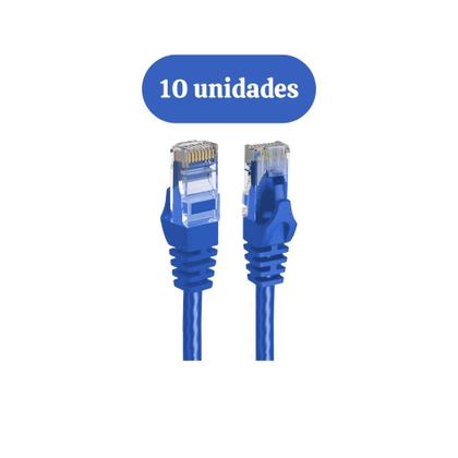 Imagem de Kit 10 Cabos de Rede Cat6 Patch Cord Internet Montado 2m