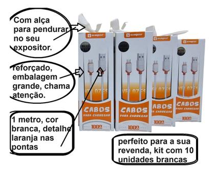 Imagem de Kit 10 Cabos Micro-usb V8 Carregamento Dados Atacado Revenda