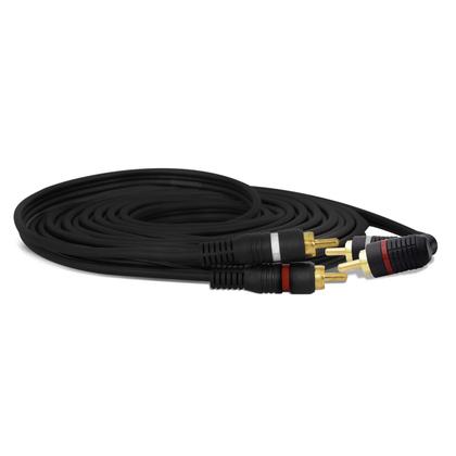 Imagem de Kit 10 Cabos RCA Duplo 4mm 5m Preto Conector Macho