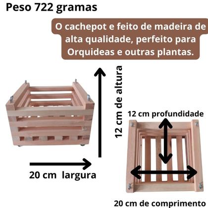 Imagem de Kit 10 Cachepot Madeira Quadrado Orquídeas E Plantas M 20x20