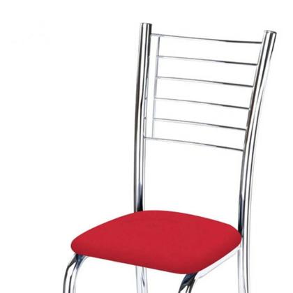 Imagem de Kit 10 Cadeiras de Jantar Lara cromada para cozinha Assento material sintético vermelho - Aurora Line