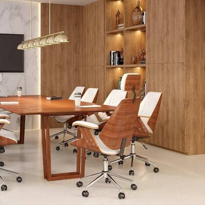 Imagem de Kit 10 Cadeiras Escritório Presidente Giratória material sintético Apoia Cabeça Kopenhagen Branco