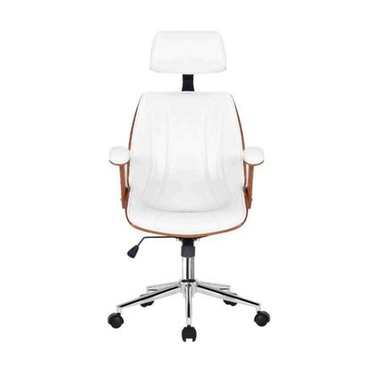 Imagem de Kit 10 Cadeiras Escritório Presidente Giratória material sintético Apoia Cabeça Kopenhagen Branco