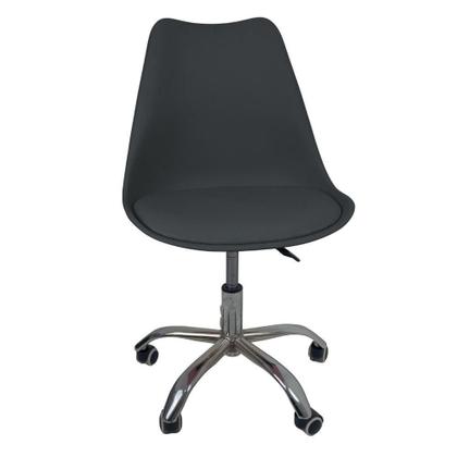 Imagem de Kit 10 Cadeiras Office Base Cromada Com Rodizio Giratória Saarinen Preto